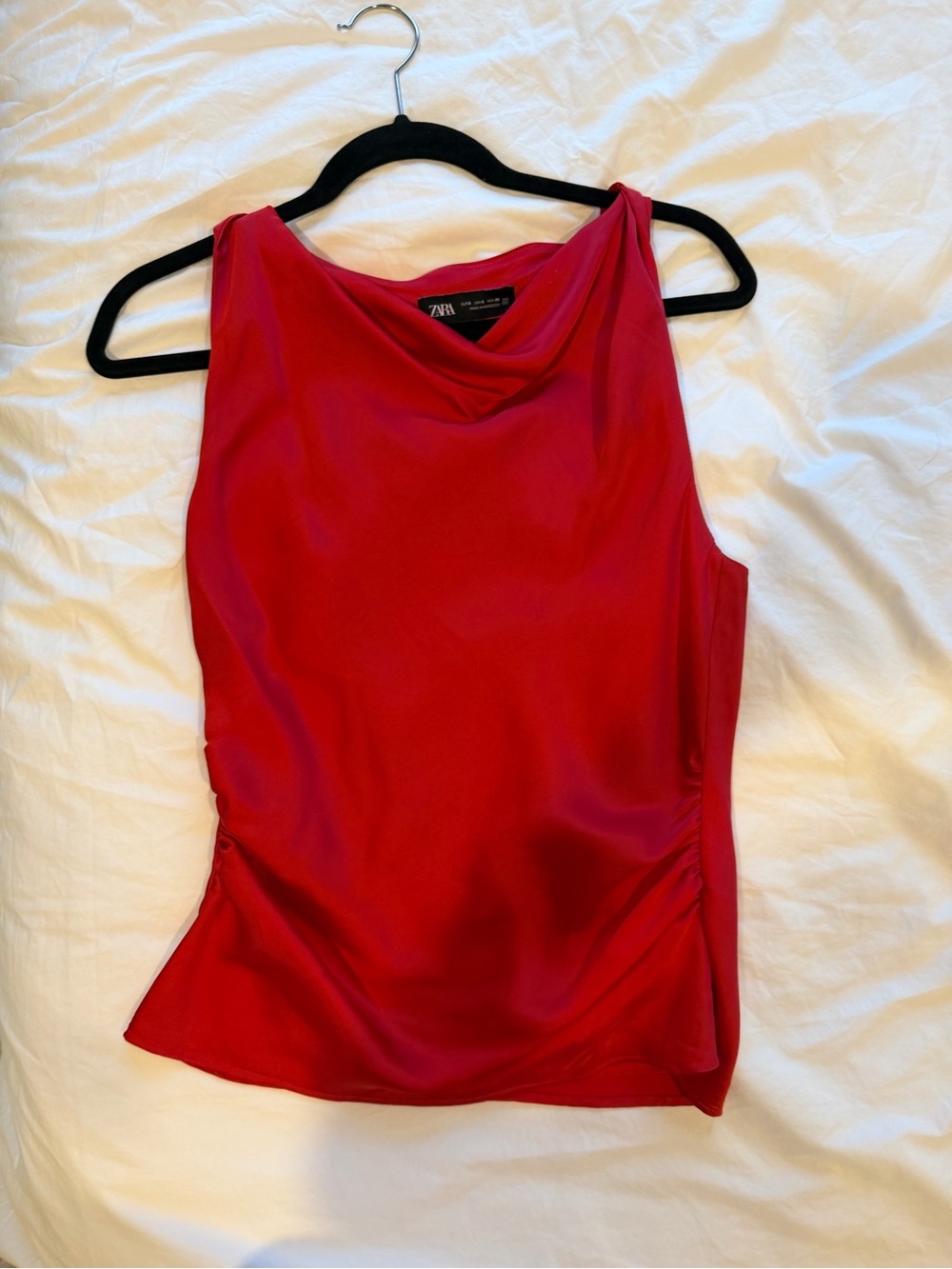 ZARA Red Satin Cowl Neck Sleeveless Camisole